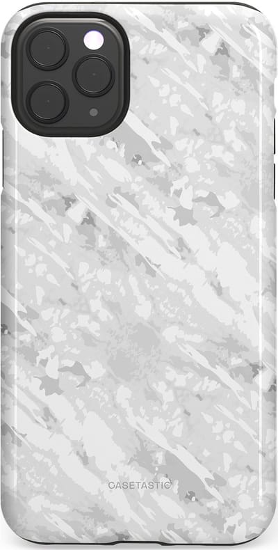 Casetastic hoesje geschikt voor Apple iPhone 11 Pro Max - Dubbellaagse bescherming - Winterse Camouflage - Fashion Case - Lichtgrijs Wit