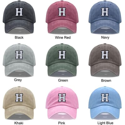 Initialen A-Z Borduur Baseballpet Voor Mannen Vrouwen Hoge Kwaliteit Gewassen Katoen Dad Hats Team Sport Vizieren Snapback Petten Navy Hat gray