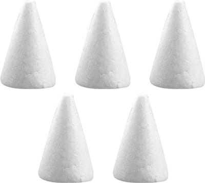 Piepschuim kegel - 5x stuks - wit - H6 cm - styropor vormen - Hobby/diy - knutselmateriaal - basis materiaal