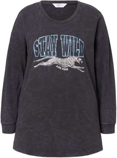 Angel of Style - Dames - Sweatshirt Loose Fit versierde print - Antraciet - Maat 44