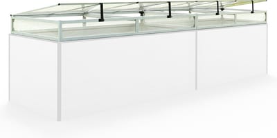 Moestuinbak opzetstuk van aluminium en polycarbonaat Tuinkas plantenbak voor tuin, balkon, met dakvenster kleppen, UV en weerbestendig, 77 x 340 cm