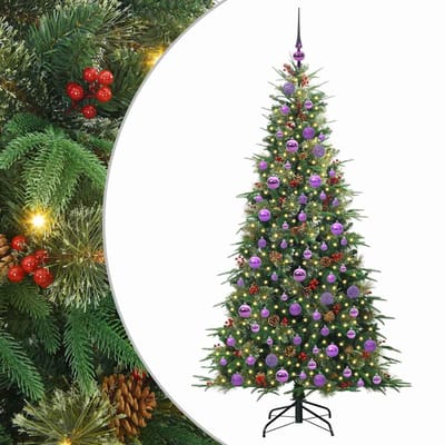 vidaXL - Kunstmatige - Hinged - Kerstboom - met - 300 - LED - Groen - 180 - cm - PE - en - PVC