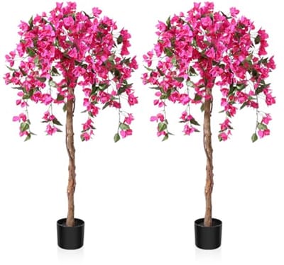 Decoratieve Kunstplanten met Bloemen - 120 cm Kunstboom voor Woonkamer, Slaapkamer en Kantoor (2 Stuks)
