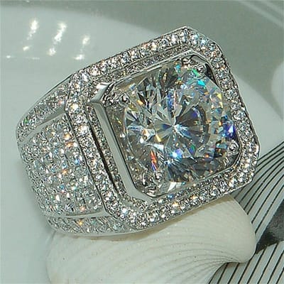 Prachtige Mannen Zirkonia Strass Ringen Luxe Koperkleur Banket Verlovingsring voor Mannen Trouwring Sieraden Cadeaus 8 gray