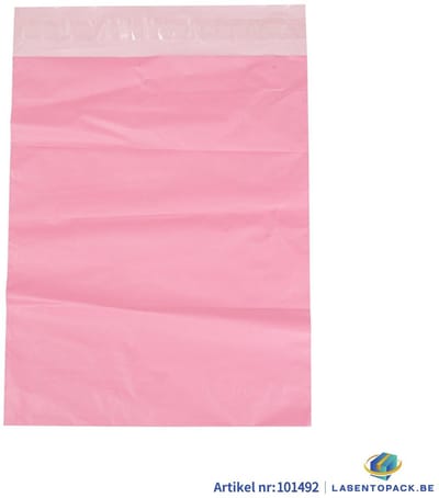100x Verzendzakken kleur rose plastic 320 x 450 mm - 50 micron COEX - Triman - Zelfklevende Plakstrip - Ondoorzichtig - Wit/Zwart - Kledingzakken - 100% Recyclebaar - Waterafstotend - Voor Kleding en Webshop - Verzendenveloppen