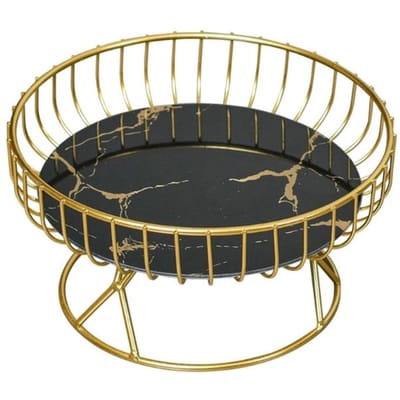 Gouden Draad Fruitmand Metalen Draad Fruitschaal IJzerkunst Fruit Opbergmanden small black