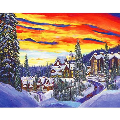 Ronde strass diamant borduurwerk winterlandschap DIY diamantschilderijen sneeuwscène kruissteek 20X30CM yellow