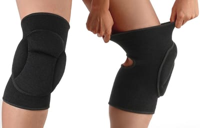 SnelShoppen - Kniebeschermers volleybal 20 mm dikke spons kniebeschermers zwart crash kniesteun stretch kniebrace voor dansen, basketbal, hardlopen, s