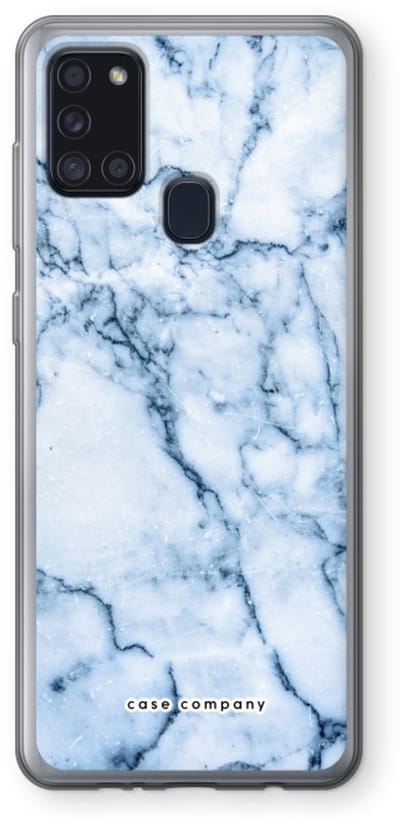Case Company® - Hoesje geschikt voor Samsung Galaxy A21s hoesje - Blauw marmer - Soft Cover Telefoonhoesje - Bescherming aan alle Kanten en Schermrand