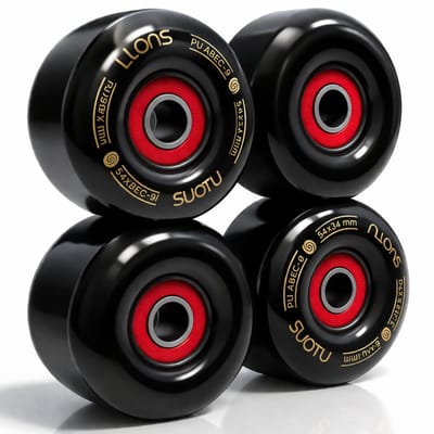 Suotu Skateboardwielen - ABEC-9 - 54x34 mm - 95A - 4 stuks - Zwart