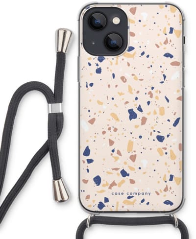 Case Company® - Hoesje met koord geschikt voor iPhone 13 mini hoesje met Koord - Terrazzo N°23 - Telefoonhoesje met Zwart Koord - Bescherming aan alle Kanten en Over de Schermrand