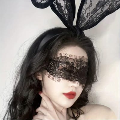 1 set, serre-tête oreilles de lapin en dentelle à longues oreilles exagérées à la mode, costume bandeau en dentelle, couvre-chef de déguisement de soirée dansante créatif changeable bunny girl Pack of 1
