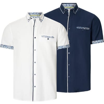 Babista herren Overhemden, Set Van 2 - 39/40 - donkerblauw - Plus Size