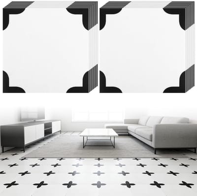 Set van 20 Zelfklevende PVC Vloertegels 30x30 cm Schaken Patroon voor Keuken en Badkamer, Waterdicht en Duurzaam Vloerdesign