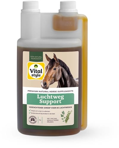 VITALstyle LuchtwegSupport - Paarden Supplement - Verzachtende Siroop Voor De Luchtwegen - Met o.a. Honing & Tijm - 1 L