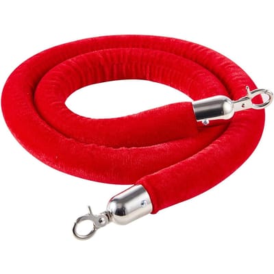 4 Cords de Stanchion Velours Rouge, Cords de Stanchion de Contrôle de Foule de 1,5 m avec Crochets Argentés, Corde de Barrière de File d'Attente pour Événements sur Tapis