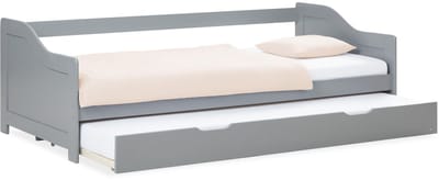 Homestyle4u Uitschuifbed - 90x200 cm - Houten bed - Eenpersoonsbed - Grijs