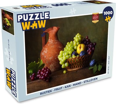 Puzzel Rustiek - Fruit - Kan - Mand - Stilleven - Legpuzzel - Puzzel 1000 stukjes volwassenen