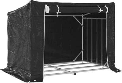 Houtrek voor haard met regenhoes 150.5x100.5x110.5 cm - Stalen houtopslag