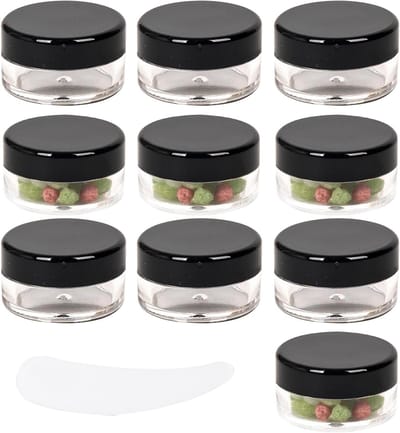 Lege Cosmetische Potjes en Dozen met Deksel - Plastic, Klein voor Crèmes (Zwart - 10 g - 10 Stuks)