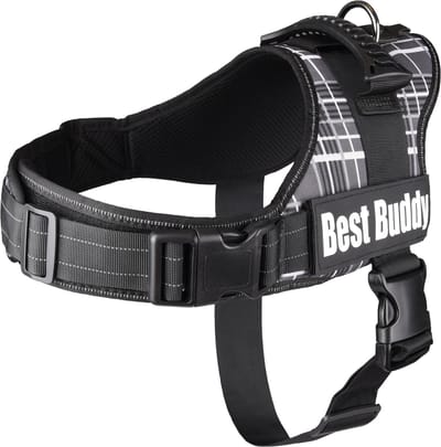 Flamingo Pluto Liberty - Harnas Honden - Harnas Best Buddy Pluto Zwart Grid Xl 80-100cm 50mm - 1st - 122609 - 1st
