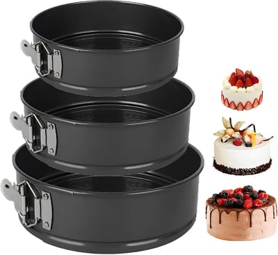 Set van 3 Ronde Springvormen met Losse Bodem - Antiaanbaklaag - 20, 22 en 24 cm