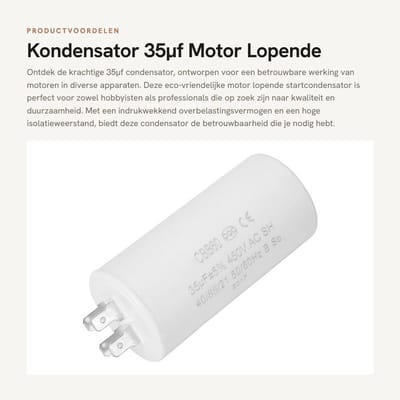 Dailygoods - Kondensator 35µf - Motor Lopende Startcondensator - Eco-vriendelijke 4-pins - 450V 35Uf - Hoog isolatieweerstand - Geschikt voor diverse...