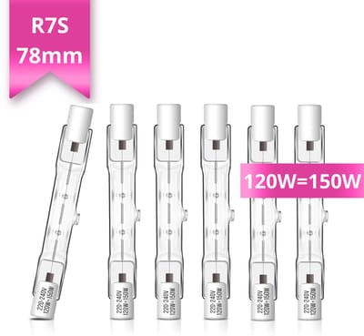 6x R7S Halogeen Staaflamp 78mm – 120W = 150W – Dimbaar – 6 R7S Halogeenlampen