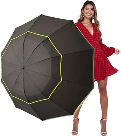 Livano Moderne Golf Paraplu - Stormparaplu - Opvouwbaar - Windproof - Stormproef - UV Bescherming - Umbrella - Draagbaar - Zwart