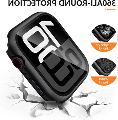 Set van 2 Hard Cases met Glas Screen Protector voor Apple Watch Series 9, 8 en 7, 45mm, Beschermende Hoes, Ultra-Dunne PC Case, Schokbestendig en Kr scratchbestendig