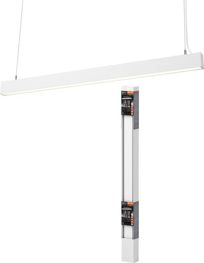 LEDVANCE Office Line Cuboid, vierkante hangende kantoorplafondlamp, 42 W, 5000 lm, 4000 K, 840 koud wit, 3-traps dimbaar, wit aluminium, IP20