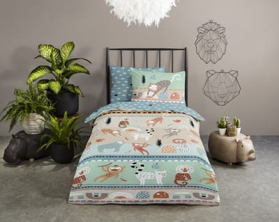 Good Morning dekbedovertrek dieren - 1 persoons 140x200/220 cm - Multi - 100% Katoen renforc�