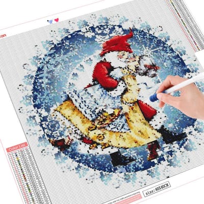 Peinture diamant 5D bonhomme de neige, perceuse carrée complète, broderies, mosaïque de diamant, dessin animé 30x30CM gray