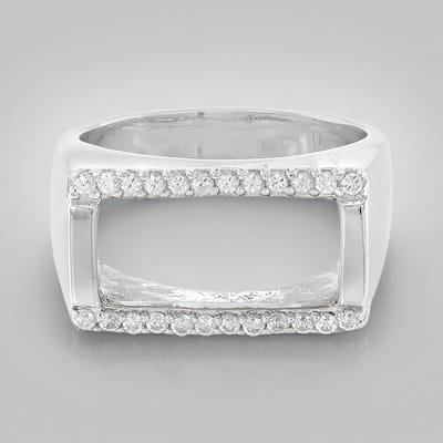 Cavill - Zilveren ring dames 925 Sterling Zilver - 24 Briljant geslepen Cambodjaanse Zirkonen - 0,543 ct - Modern breed design pavé