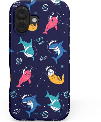 Casetastic hoesje geschikt voor Apple iPhone 16 - MagSafe - Dubbellaagse bescherming - Ruimte Oceaan Blauw - Fashion Case - Donkerblauw