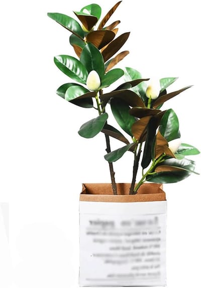 Kunstmagnoliaboom - Nepboom met bloemen - Interieurdecoratie - Onderhoudsvrij - 74 cm hoog - Groen