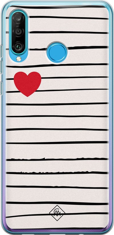 Casimoda® hoesje - Geschikt voor Huawei P30 Lite - Heart Queen - Siliconen/TPU - Soft Case - Bruin/beige - Gestreept