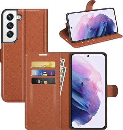 MobyDefend Hoesje - Geschikt voor Samsung Galaxy S22 Plus (S22+) - Kunstleren Wallet Book Case (Sluiting Voorkant) - Bruin