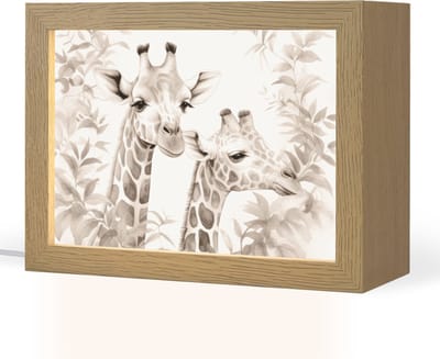 Nachtlampje 20x15 cm - Kinder lampje - Giraffe - Bladeren - Bruin - Jungle - Kind - Tafellamp kinderkamer - Slaapkamer lamp - Bedlamp kinderen - Kinderlampje stopcontact - Wandlamp babykamer - Nachtlampjes