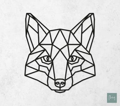 Laserfabrique Wanddecoratie - Geometrische Vos - Medium - Zwart - Geometrische dieren en vormen - Houten dieren - Muurdecoratie - Line art - Wall art