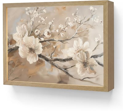 Wandlamp 40x30 cm - Oplaadbaar - Bloemen - Natuur - Wit - Bloesem - Abstract - Wandlampen binnen woonkamer - Slaapkamer lamp - Decoratieve nachtlamp - Vloerlamp draadloos