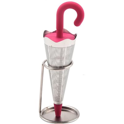 3 Kleuren Parapluvorm Thee-infuser Silicone Roestvrij Staal Kruiden Specerijen Zeef Filter Mesh Theezetter Theepot Gereedschap Theeservies