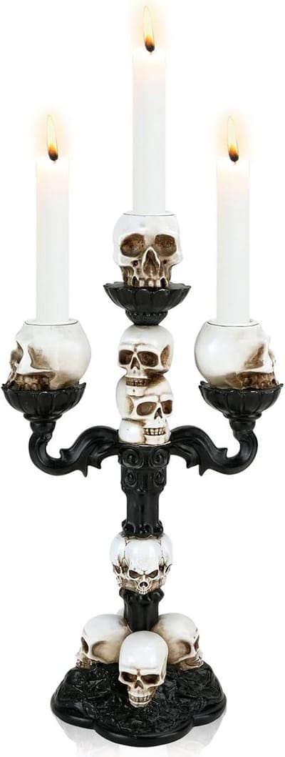 Gothic Kandelaar met Doodshoofd voor Sfeerdecoratie