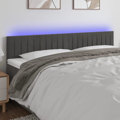 vidaXL - Hoofdbord - LED - 160x5x78/88 - cm - fluweel - donkergrijs
