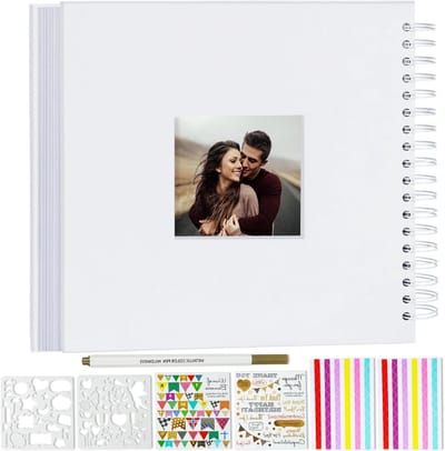 DIY Scrapbook Album 10 x 10 Inch met Venster - Hard Cover Kraft Papier, 20 Bladen voor Foto's en Gastenboek voor Bruiloft en Familieherinneringen