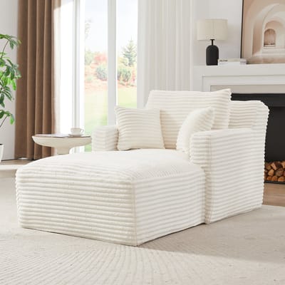 STILVORA Chaise Longue Bank - Relaxfauteuil En Slaapbank - Voor Woonkamer, Kantoor En Appartement - Cord Crème