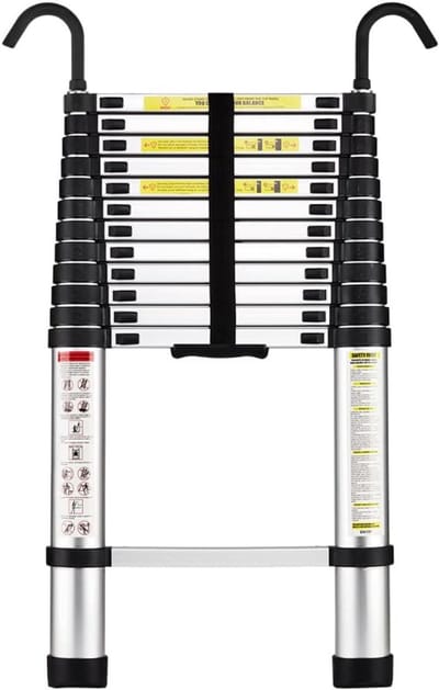 MMP® Telescopische Ladder - Telescopische Vouwladder - Uitschuifbare ladder - 150 kg Capaciteit - 3.2m - 49x91x4cm - Zilver
