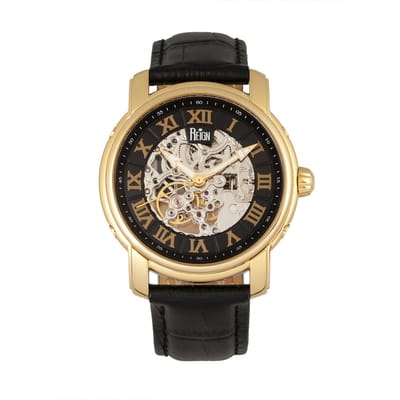Reign Kahn automatisch skelet horloge met leren band