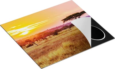 Chefcare Inductie Beschermer Zonsondergang in de Savanne - 60x50 cm - Afdekplaat Inductie - Kookplaat Beschermer - Inductie Mat