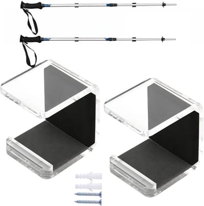 Hockeystickrek - Displayhouder - Sportuitrusting Opbergen - Ruimtebesparend Wandmontage - 2 Stuks - Transparant